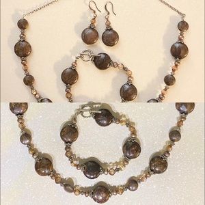 Brown Beaded Jewelry Set